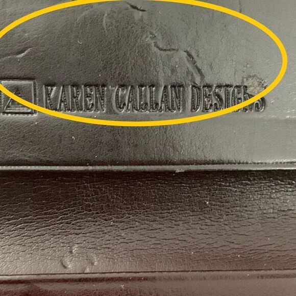 Karen Callan Small Wallet & Keychain - Red Embossed Leather - Faux Croc - Picture 8 of 9